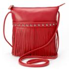 Ili Medium Leather Fringe Crossbody Bag, Women's, Red