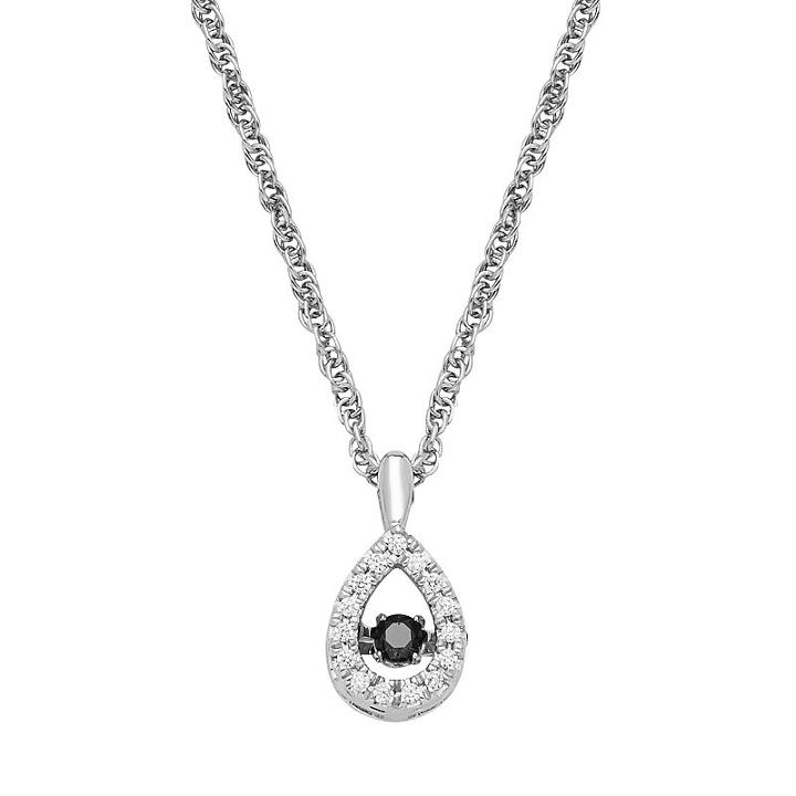 Dancing Love Sterling Silver 1/10 Carat T.w. Black & White Diamond Teardrop Pendant Necklace, Women's, Size: 18
