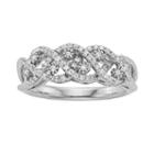 Simply Vera Vera Wang Sterling Silver 3/8-ct. T.w. Diamond Crisscross Wedding Ring, Women's, Size: 7, White