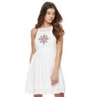 Juniors' Mudd&reg; Crochet Embroidered Skater Dress, Girl's, Size: Xs, White
