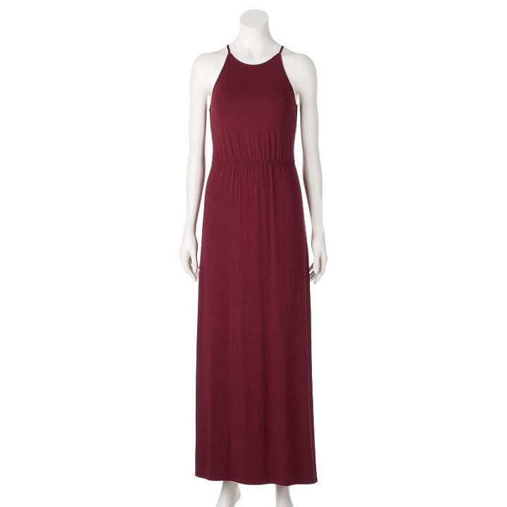 Juniors' So&reg; Tie Back Halter Maxi Dress, Teens, Size: Small, Red