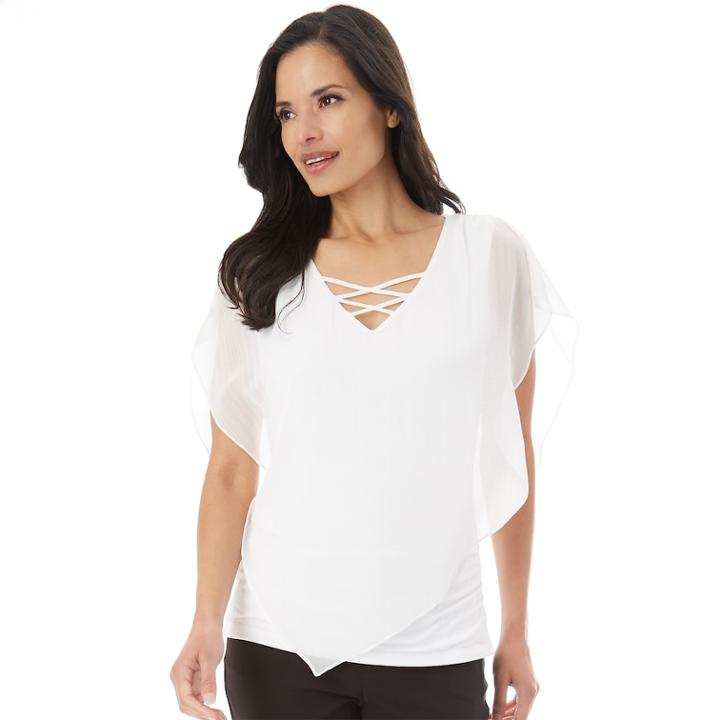 Women's Apt. 9&reg; Printed Popover Top, Size: Xl, White