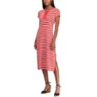 Petite Chaps Striped Lace-up Midi Dress, Women's, Size: M Petite, Red