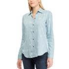 Women's Chaps Star Chambray Shirt, Size: Large, Blue