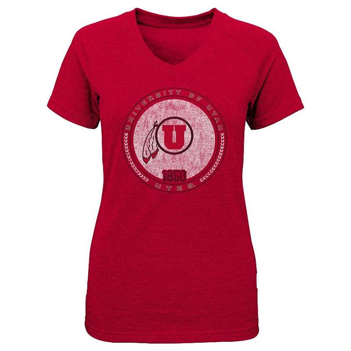 Girls 7-16 Utah Utes Team Medallion Tee, Size: L(14), Multicolor