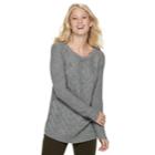 Women's Sonoma Goods For Life&trade; Lattice Cable-knit Crewneck Sweater, Size: Xxl, Dark Grey