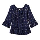 Girls 7-16 Mudd&reg; Patterned Textured Bell Sleeve Peasant Top, Girl's, Size: 7-8, Blue