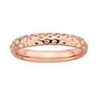 Stacks And Stones 18k Rose Gold Over Silver Hammered Stack Ring, Women's, Size: 7, Pink
