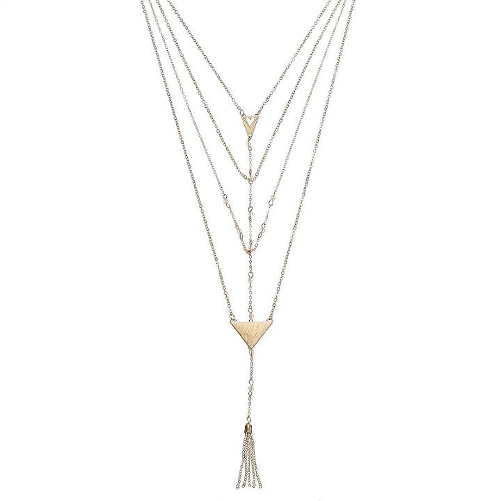Mudd&reg; Arrow Chain Tassel Swag Necklace, Girl's, Gold