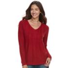 Women's Sonoma Goods For Life&trade; Cable Knit V-neck Sweater, Size: Medium, Med Red