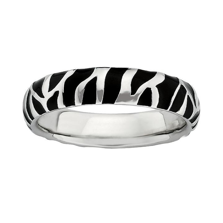 Stacks And Stones Sterling Silver Stack Ring, Women's, Size: 6, Black