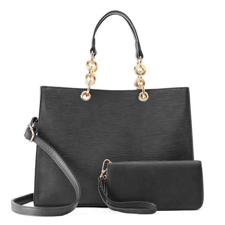 Deluxity Mila Satchel With Wallet, Women's, Black