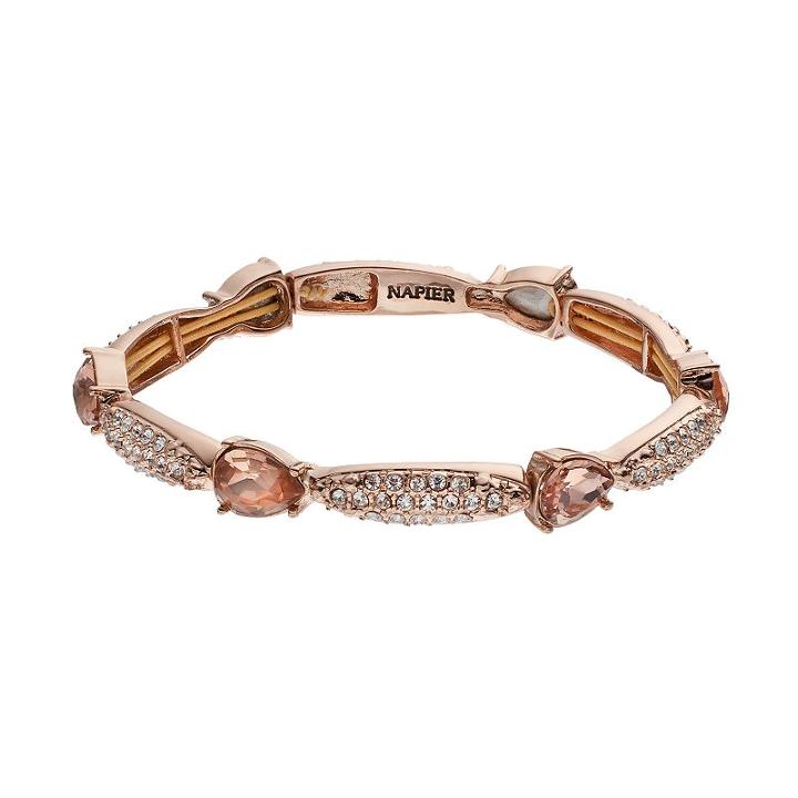 Napier Simulated Crystal Teardrop Station Stretch Bracelet, Women's, Pink