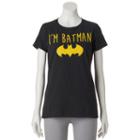 Juniors' Dc Comics Batman I'm Batman Graphic Tee, Girl's, Size: Xs, Black