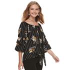 Juniors' Crave Fame Floral Off-the-shoulder Peasant Top, Teens, Size: Xl, Yellow