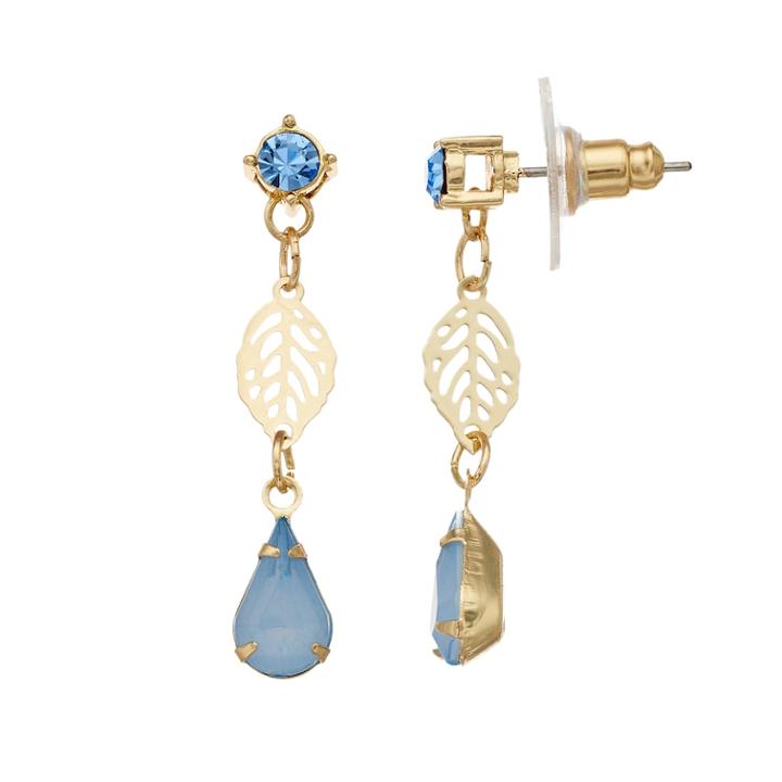 Lc Lauren Conrad Beaded Nickel Free Leaf Drop Earrings, Women's, Blue