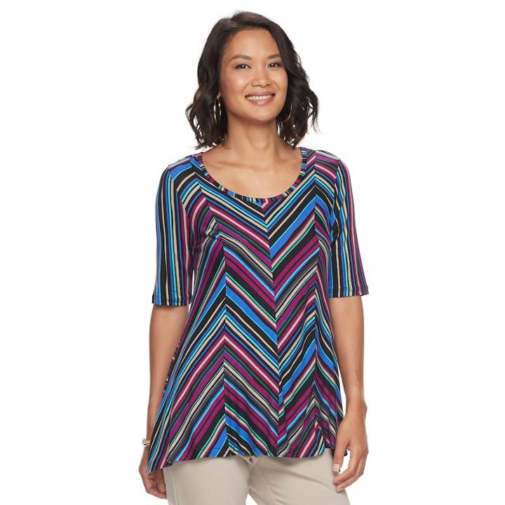 Women's Dana Buchman Print Elbow Sleeve Sharkbite Top, Size: Medium, Med Pink