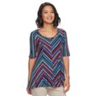 Women's Dana Buchman Print Elbow Sleeve Sharkbite Top, Size: Medium, Med Pink
