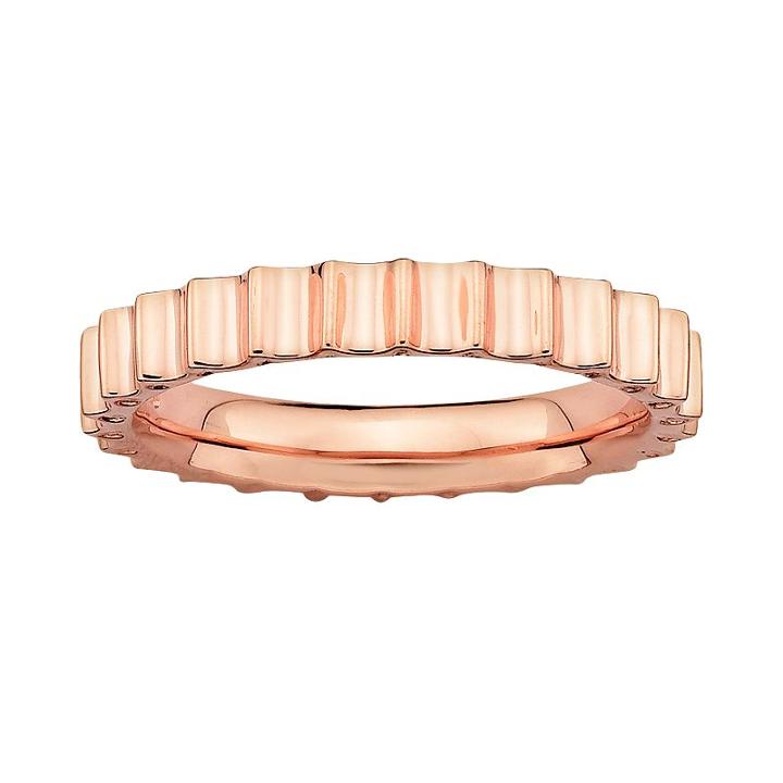 Stacks And Stones 18k Rose Gold Over Silver Beveled Stack Ring, Women's, Size: 10, Pink
