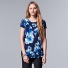 Women's Simply Vera Vera Wang Print High Low Hem Tee, Size: Small, Dark Blue