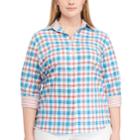 Plus Size Chaps Striped No-iron Broadcloth Shirt, Women's, Size: 3xl, White