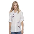 Women's Croft & Barrow&reg; Embroidered Striped Shirt, Size: Small, Natural