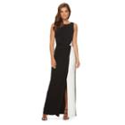 Women's Chaps Colorblock Knot-front Evening Gown, Size: 16, Black