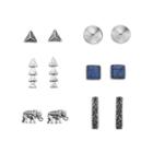 Mudd&reg; Blue Square, Elephant & Triangle Stud Earring Set, Women's, Multicolor