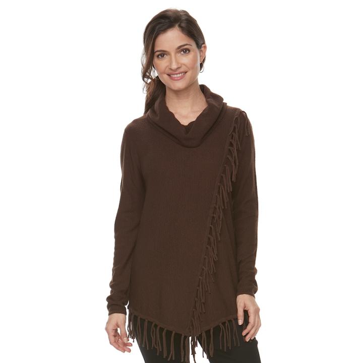 Women's Croft & Barrow&reg; Poncho Sweater, Size: Xxl, Med Brown