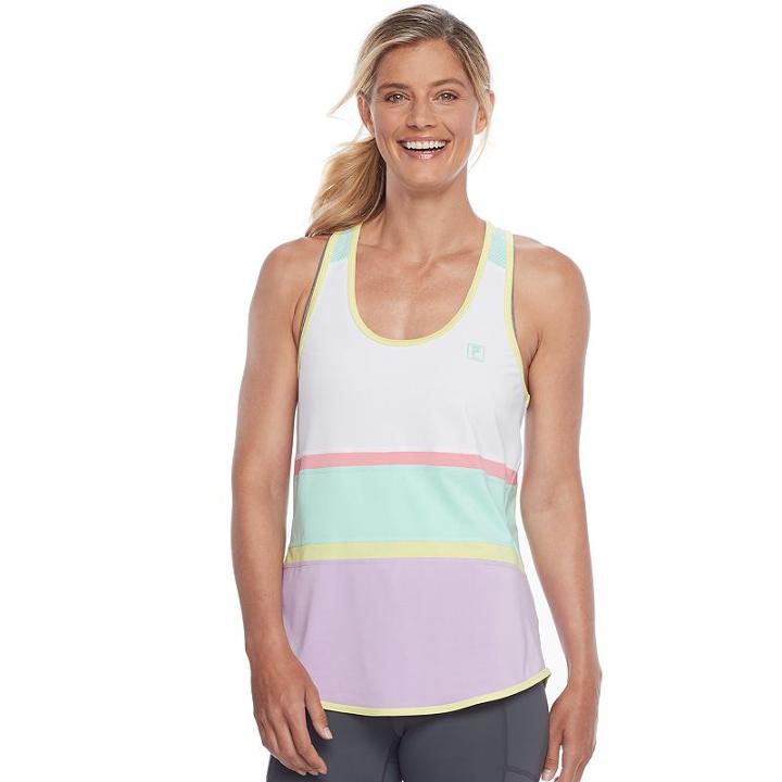 Women's Fila Sport&reg; Striped Racerback Tank, Size: Large, White