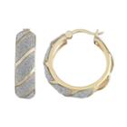 18k Gold Over Silver Glitter Striped Hoop Earrings, Women's, Yellow