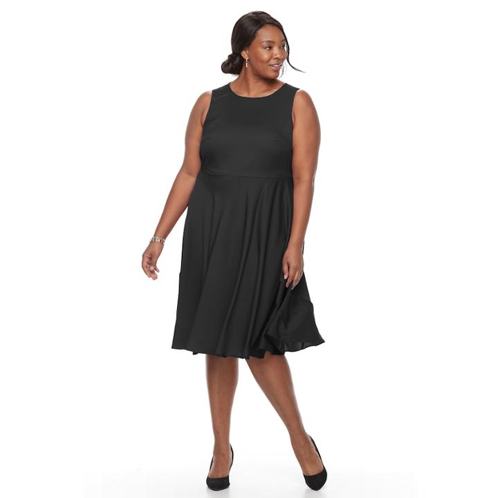 Plus Size Dana Buchman Sleeveless Paneled Circle Cut Dress, Women's, Size: 24 W, Black