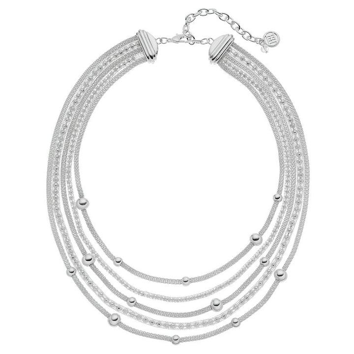 Dana Buchman Beaded Mesh Multi Strand Station Necklace, Women's, Silver