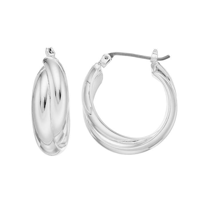Napier Silver Tone Twisted Hoop Earrings, Women's