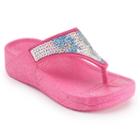 Girls 4-16 Sequin Wedge Jelly Flip Flops, Girl's, Size: 1/2, Med Pink