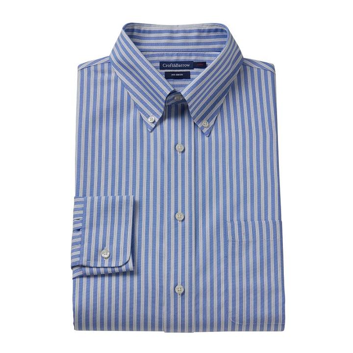 Croft & Barrow&reg; Slim-fit Striped No-iron Dress Shirt - Men, Size: 16-34/35, White