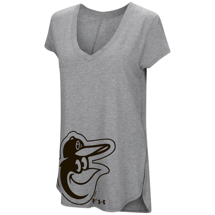 Women's Under Armour Baltimore Orioles Pride Hem Graphic Tee, Size: Regular, Med Grey