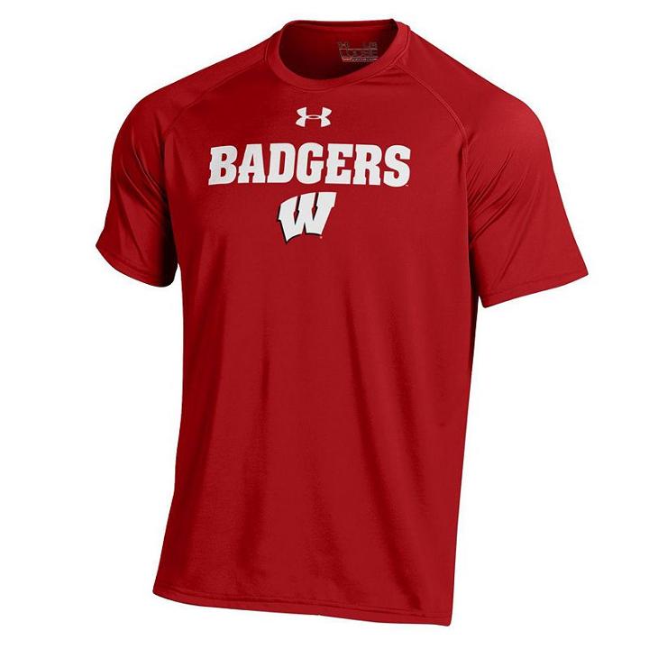 Men's Under Armour Wisconsin Badgers Tech Tee, Size: Small, Other Clrs