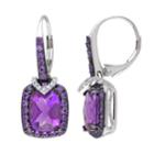 Stella Grace Amethyst, African Amethyst & 1/10 Carat T.w. Diamond Sterling Silver Halo Drop Earrings, Women's, Purple