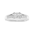 10k Gold 1/3 Carat T.w. Diamond Square Engagement Ring, Women's, Size: 8, White