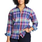 Plus Size Chaps Non-iron Cotton Button-down Shirt, Women's, Size: 3xl, Purple Oth