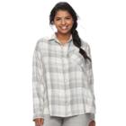 Juniors' Plus Size Mudd&reg; Plaid Flannel Shirt, Teens, Size: 1xl, White Oth