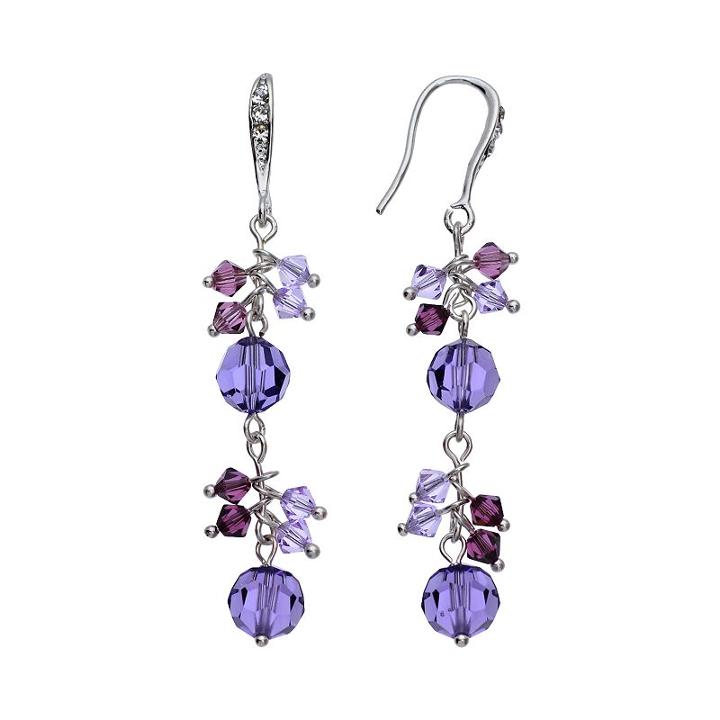 Crystal Avenue Silver-plated Crystal Linear Drop Earrings - Made With Swarovski Crystals, Women's, Purple
