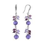 Crystal Avenue Silver-plated Crystal Linear Drop Earrings - Made With Swarovski Crystals, Women's, Purple