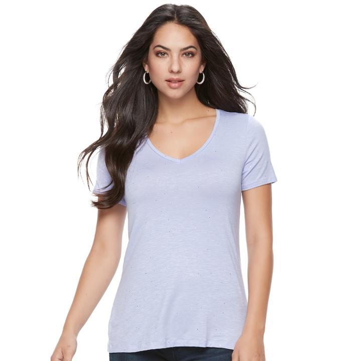 Women's Apt. 9&reg; Essential V-neck Tee, Size: Large, Med Purple