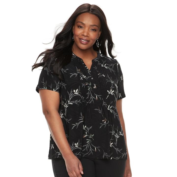 Plus Size Croft & Barrow&reg; Splitneck Top, Women's, Size: 1xl, Black