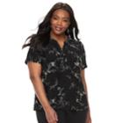 Plus Size Croft & Barrow&reg; Splitneck Top, Women's, Size: 1xl, Black