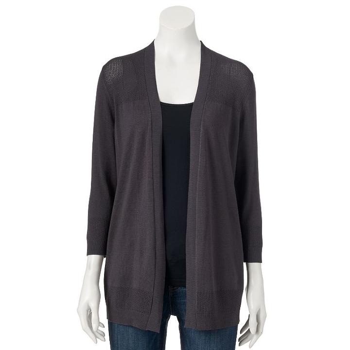 Women's Apt. 9&reg; Mixed-stitch Cardigan, Size: Xs, Grey (charcoal)