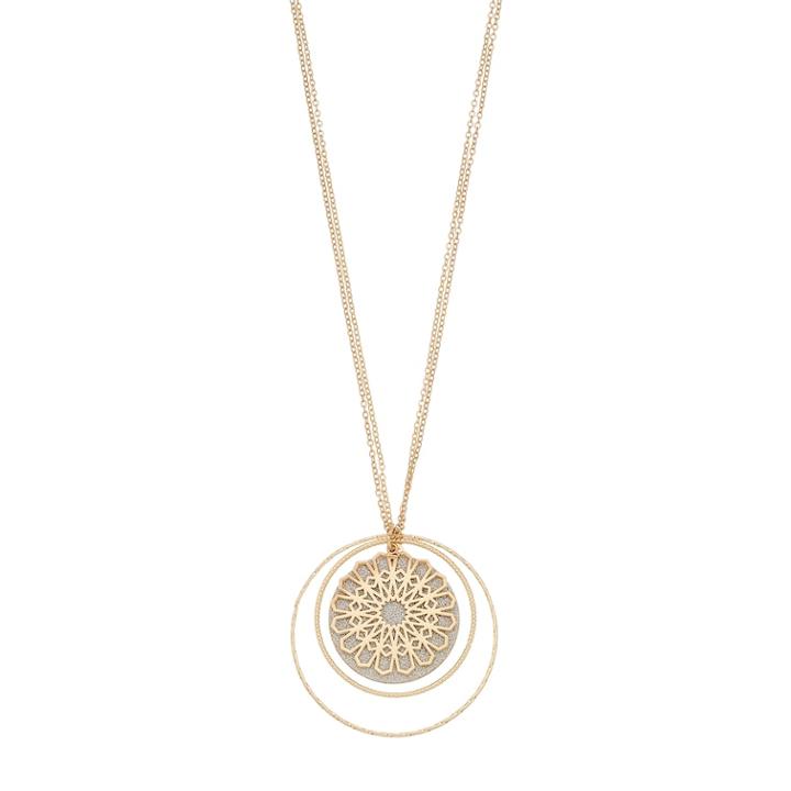 Filigree Circle Pendant Necklace, Women's, Gold
