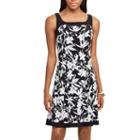 Women's Chaps Abstract Fit & Flare Dress, Size: Xl, Black